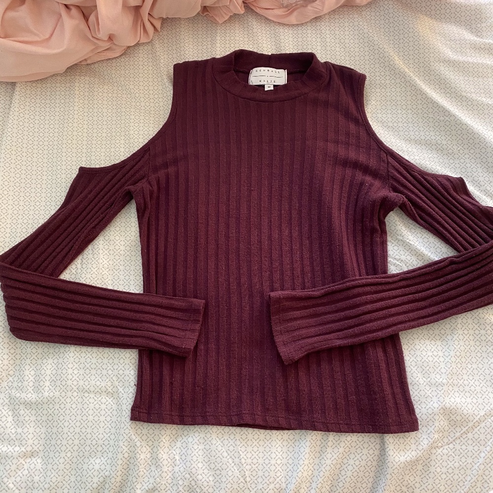 Kendall & Kylie PurpleCut Out Long Sleeve Shirt
